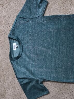 Evereve Teal Metallic Knit Tee